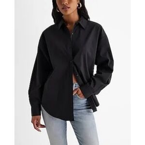EXPRESS Poplin Boyfriend Portofino Button Down Top M